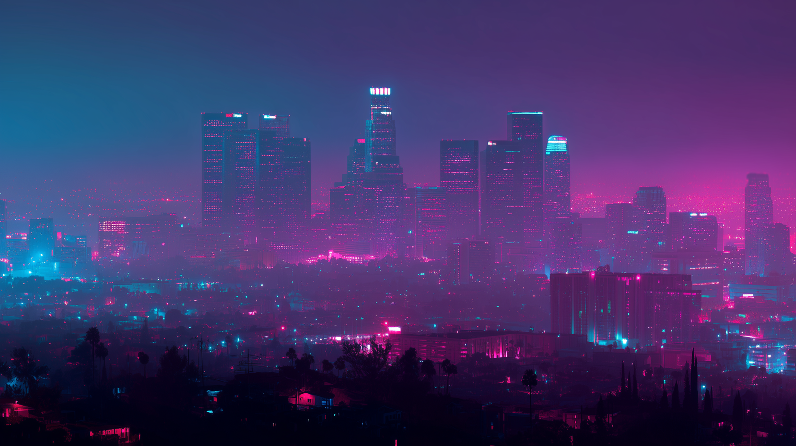 Neon Los Angeles skyline